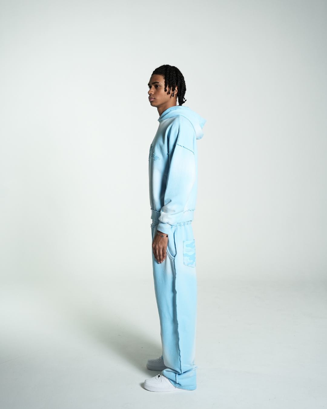 UNISEX HOODIE WASHED BLUE